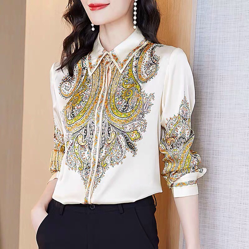 Áo Sơ Mi Lụa Họa Tiết - SM71